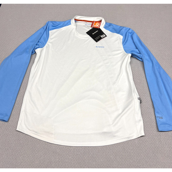 Simms Solarflex Shirt Mens XL White UPF 50+ Fishing Outdoor Stretch - Picture 1 of 7